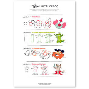 Tegn med oss - Crazy Clown, Krokodille, Sjrver og Katten med stvlene