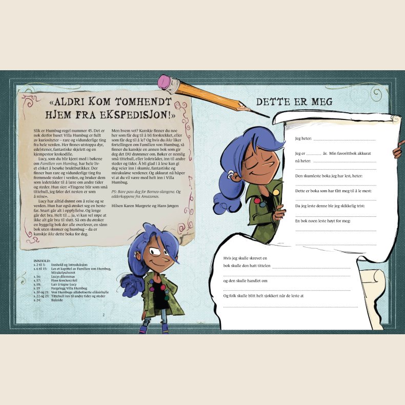 Les, tegn og skriv med Familien von Humbug (gratis nedlasting)